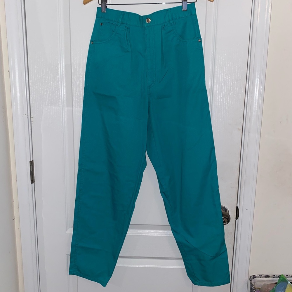 vintage 80s-90s straight legged gitano turquoise jeans